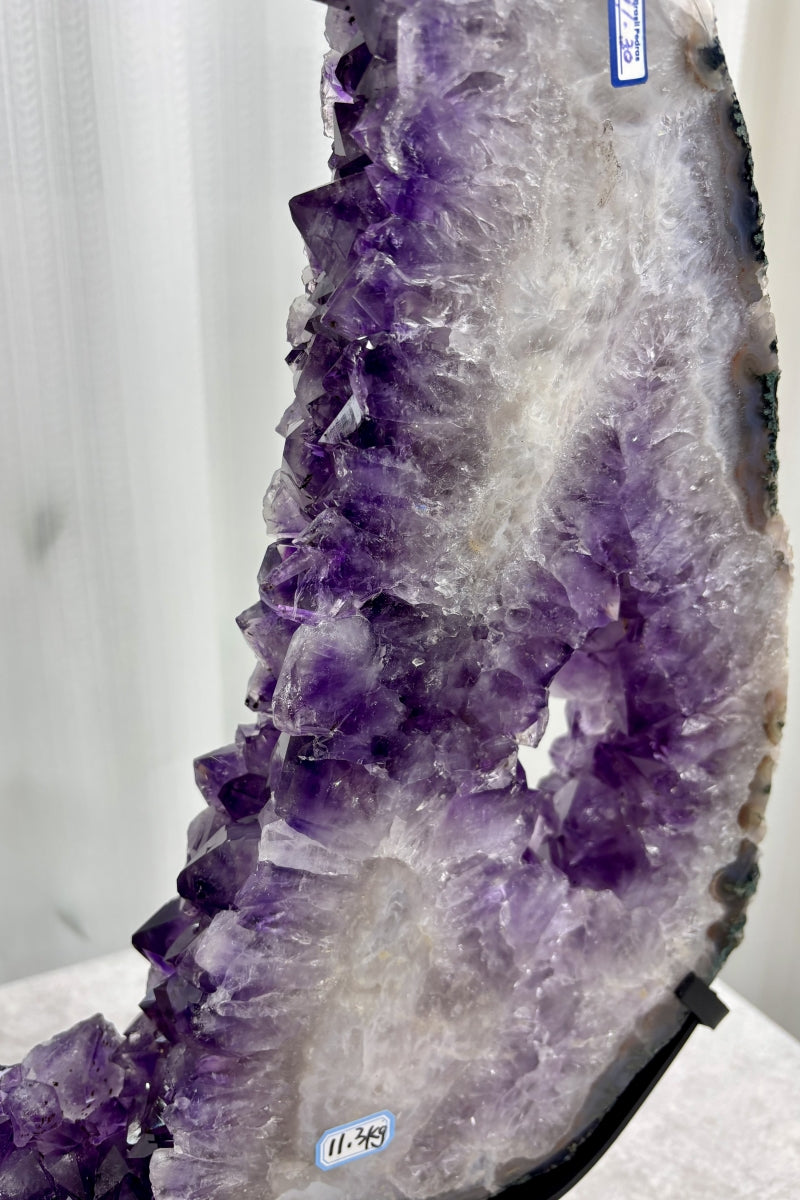 Natural Amethyst Portal Purple Geode Double Rings on a Stand 23.62" Tall