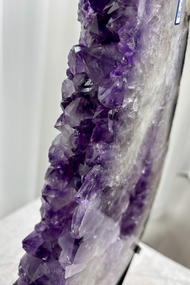 Natural Amethyst Portal Purple Geode Double Rings on a Stand 23.62" Tall