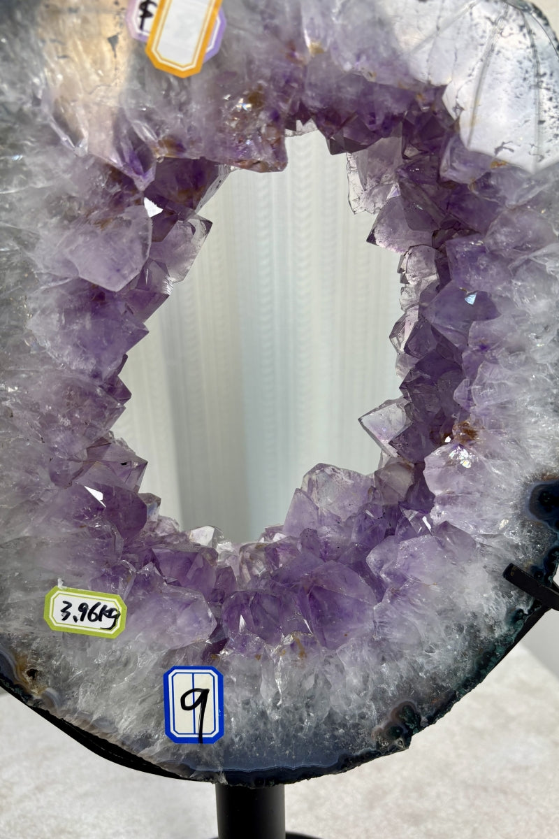 Natural Amethyst Portal Purple Geode Ring on a Stand 16.93" Tall
