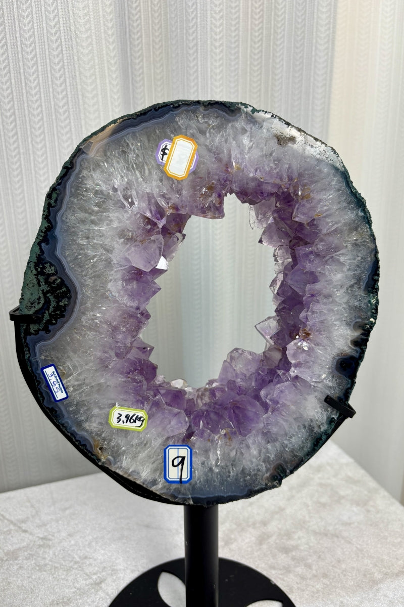 Natural Amethyst Portal Purple Geode Ring on a Stand 16.93" Tall