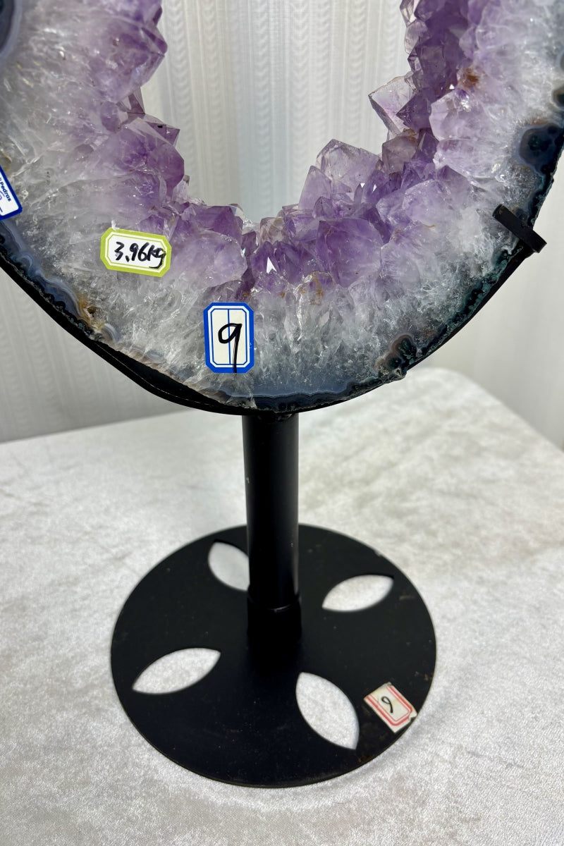 Natural Amethyst Portal Purple Geode Ring on a Stand 16.93" Tall