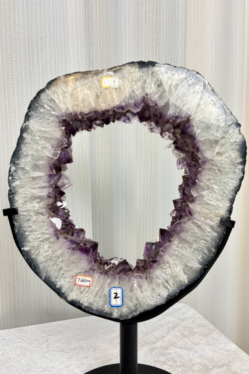 Natural Amethyst Portal with Titanium on a Stand 20.87" Tall