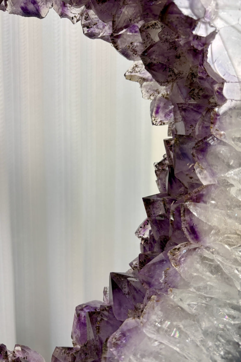 Natural Amethyst Portal with Titanium on a Stand 20.87" Tall