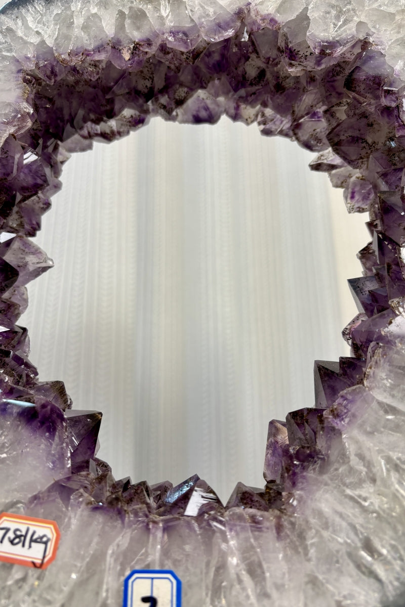 Natural Amethyst Portal with Titanium on a Stand 20.87" Tall