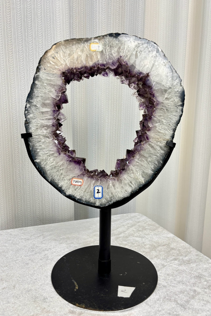 Natural Amethyst Portal with Titanium on a Stand 20.87" Tall