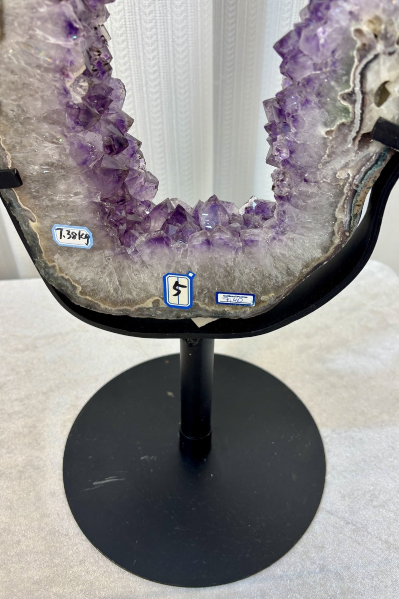 Natural Amethyst Portal with Titanium on a Stand 22.83" Tall