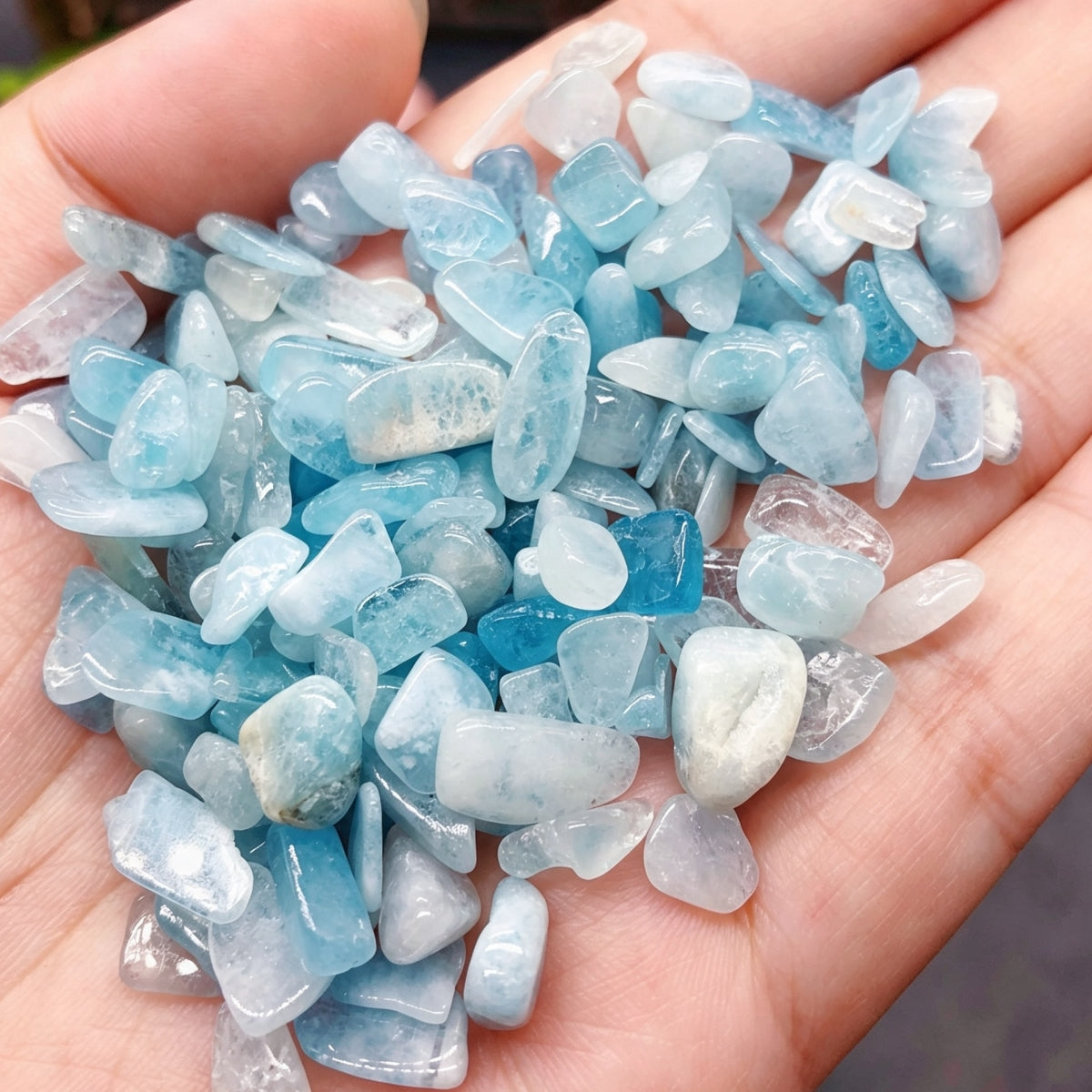 Natural Aquamarine Chips Small Tumbles 100g