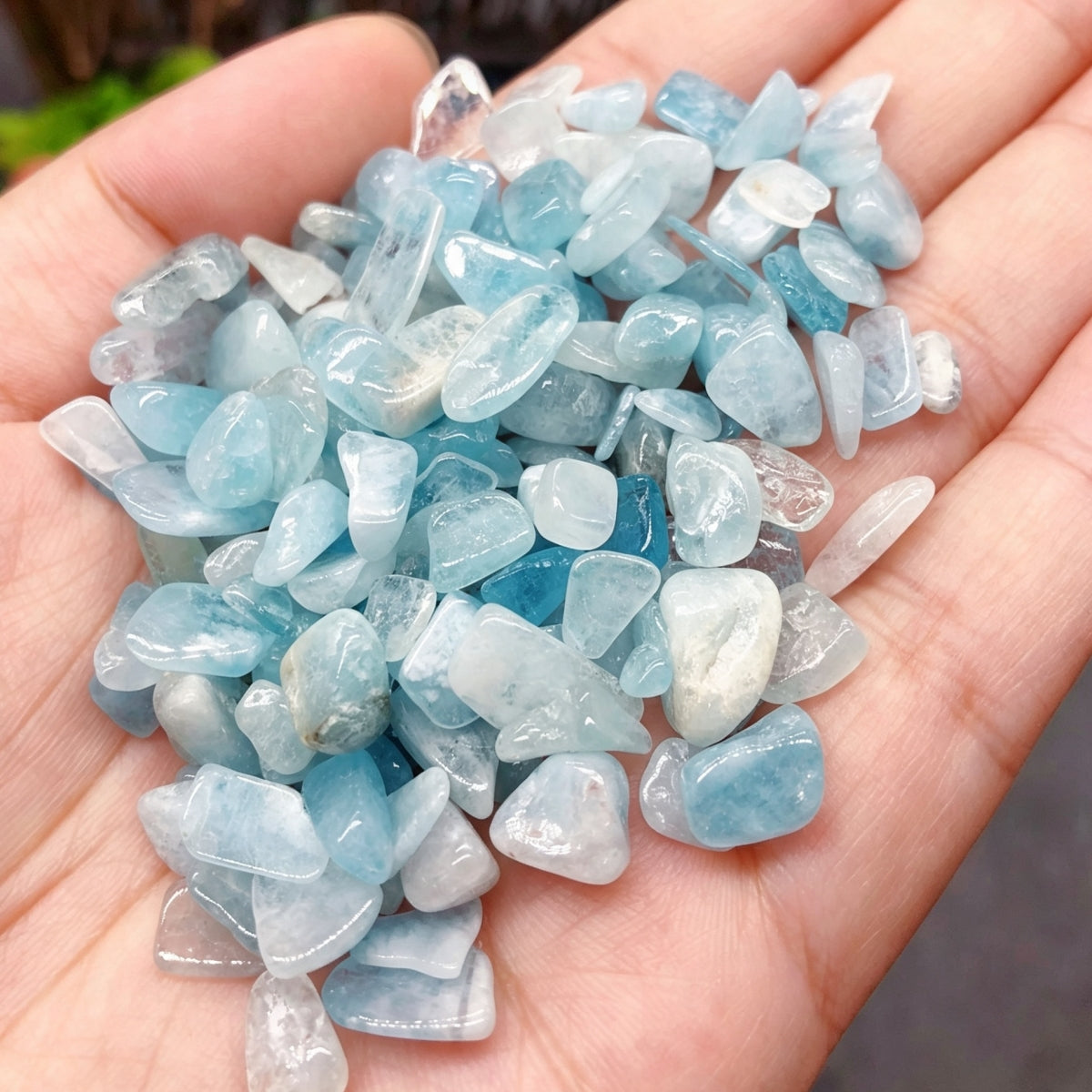 Natural Aquamarine Chips Small Tumbles 100g