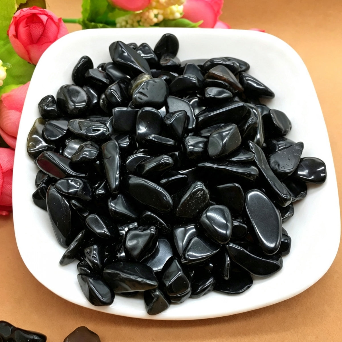 Natural Black Obsidian Chips Small Tumbles 500g