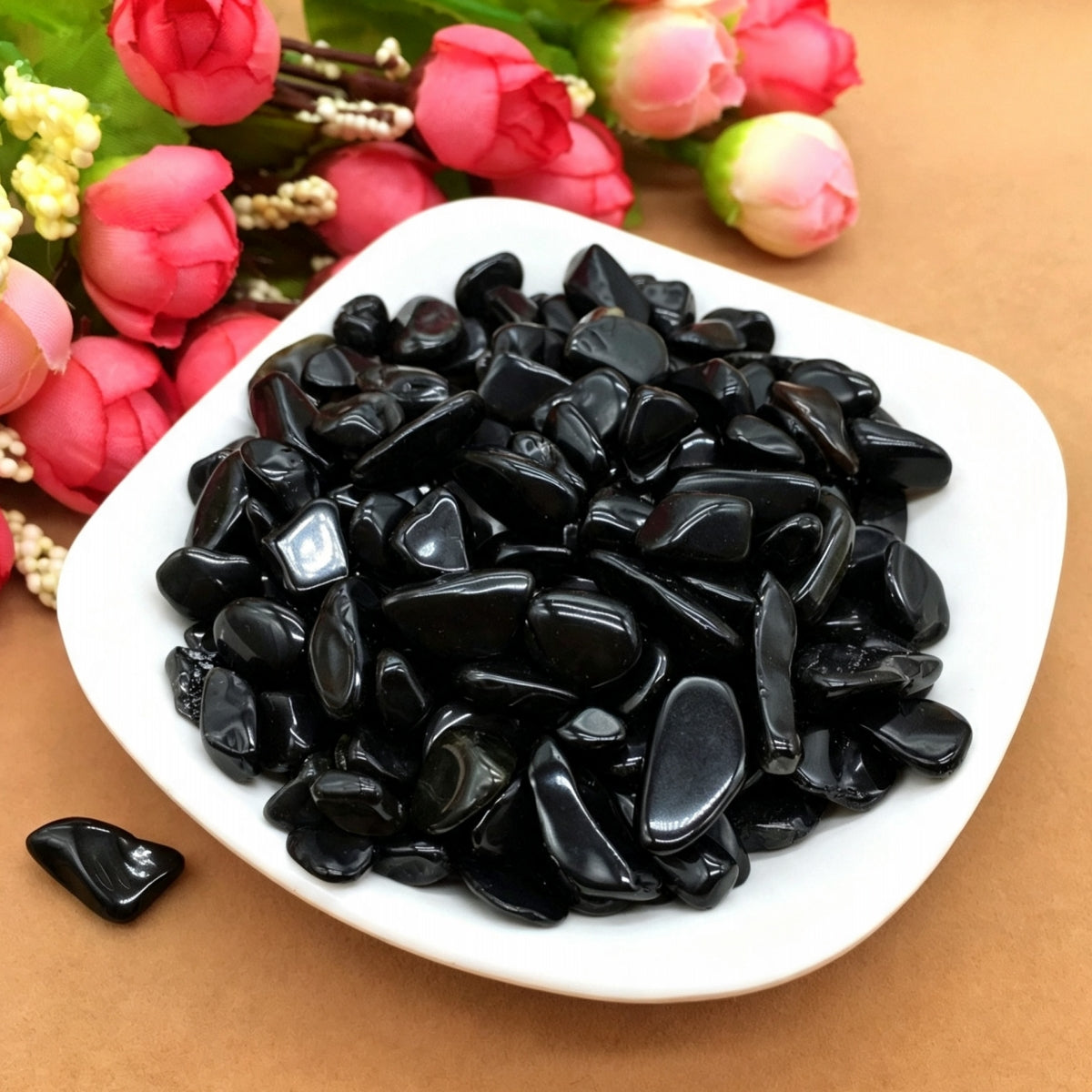 Natural Black Obsidian Chips Small Tumbles 500g