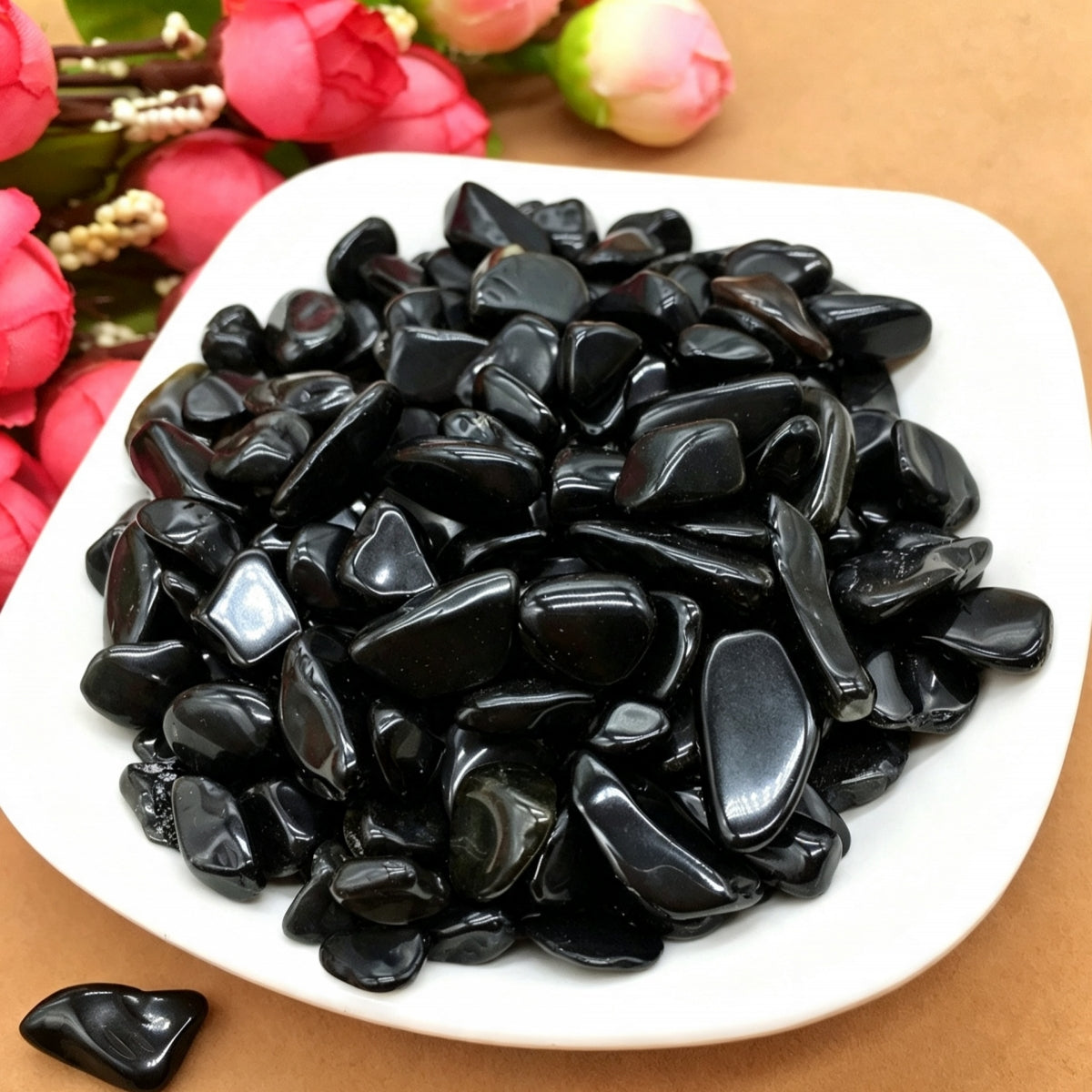 Natural Black Obsidian Chips Small Tumbles 500g