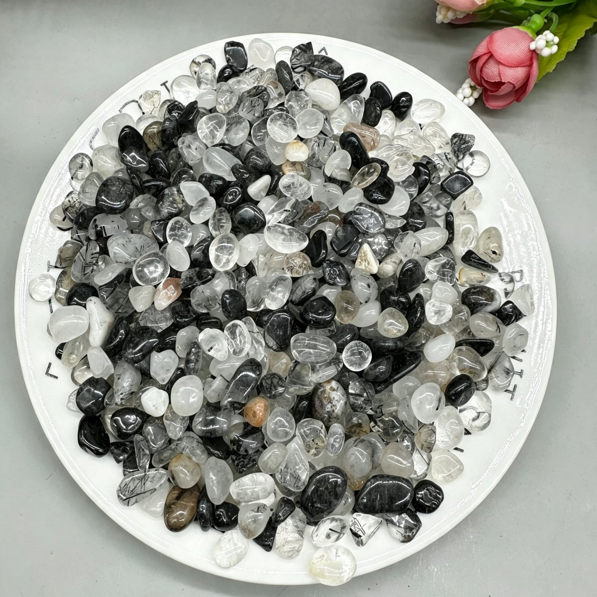 Natural Black Rutilated Chips Small Tumbles 100g