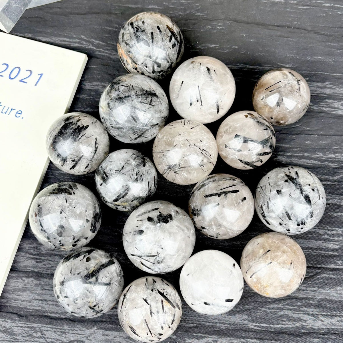Natural Black Rutilated Spheres Crystal Balls 500g