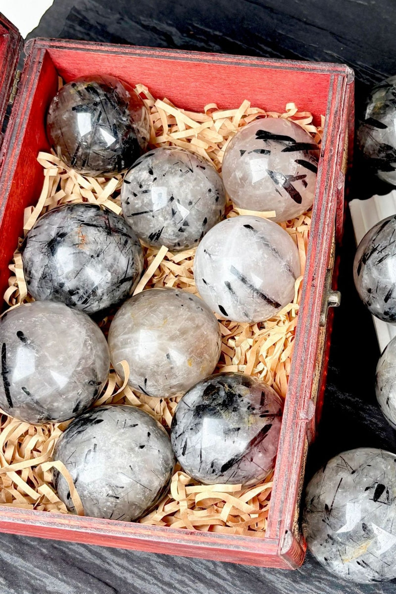 Natural Black Rutilated Spheres Crystal Balls 500g