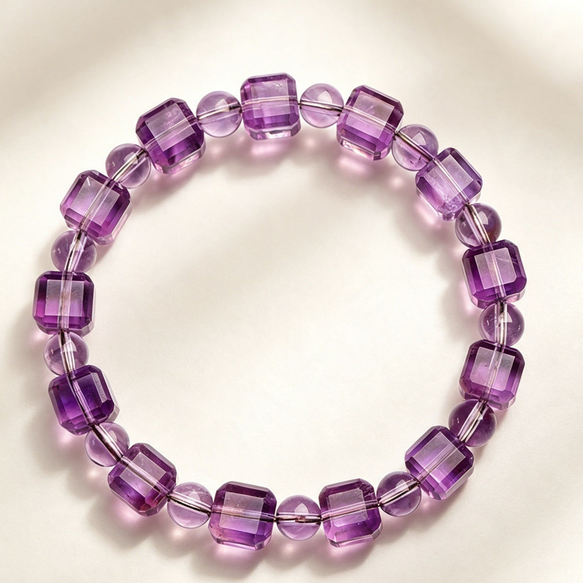 Natural Brazilian Amethyst Sugar Cube Bracelet