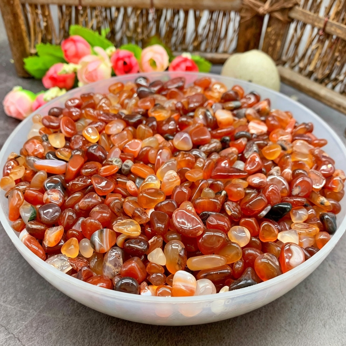 Natural Carnelian Chips Small Tumbles 500g