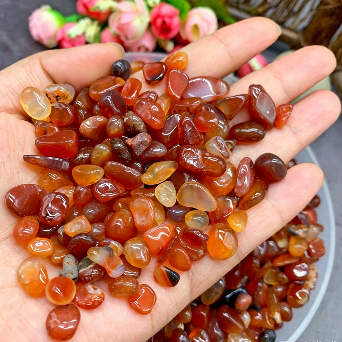 Natural Carnelian Chips Small Tumbles 500g