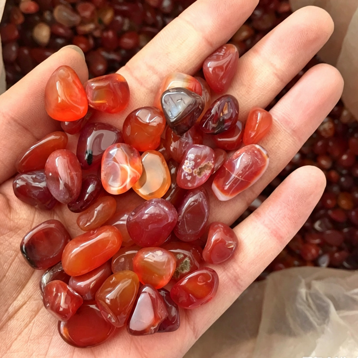 Natural Carnelian Chips Small Tumbles 500g