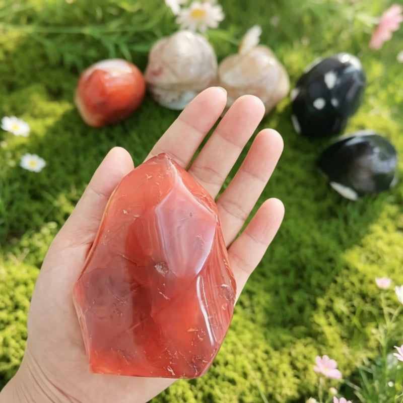Natural Carnelian Orca Agate Flower agate Flam Tumbles 500g