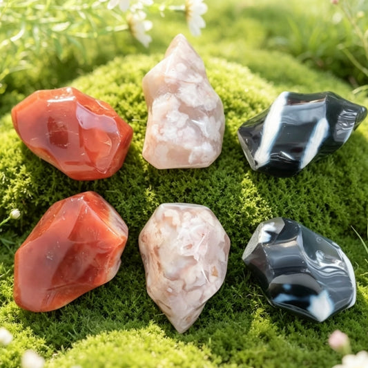Natural Carnelian Orca Agate Flower agate Flam Tumbles 500g