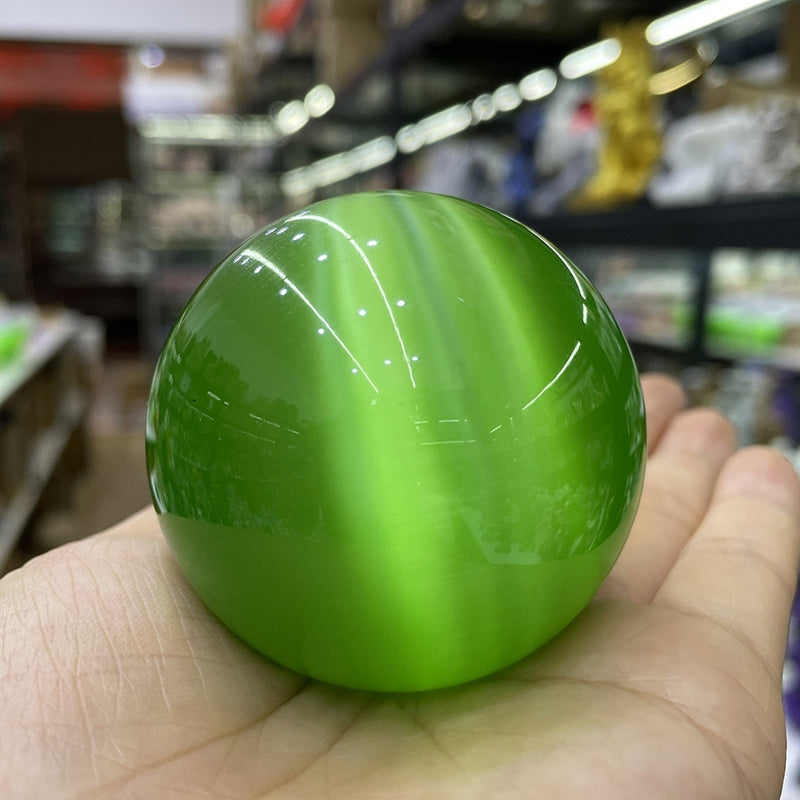 Natural Cat Eye Sphere Crystal Balls 2.36"
