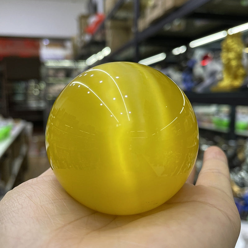 Natural Cat Eye Sphere Crystal Balls 2.36"