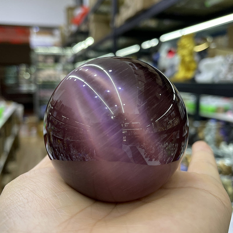 Natural Cat Eye Sphere Crystal Balls 2.36"