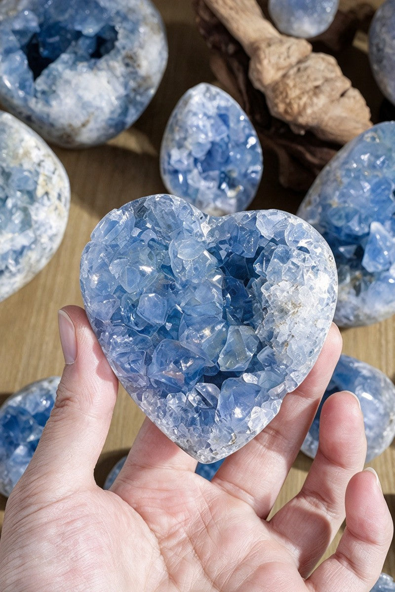 Natural Celesite Crystal Cluster Carvings