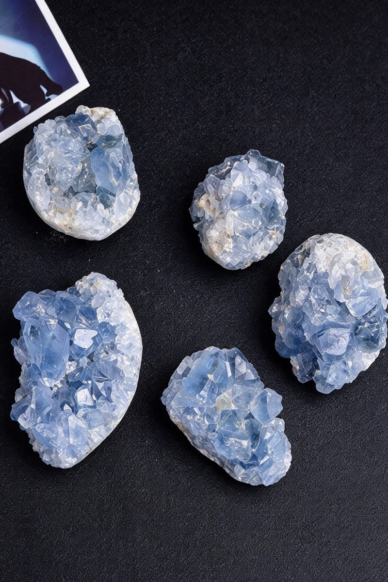 Natural Celesite Crystal Cluster Carvings