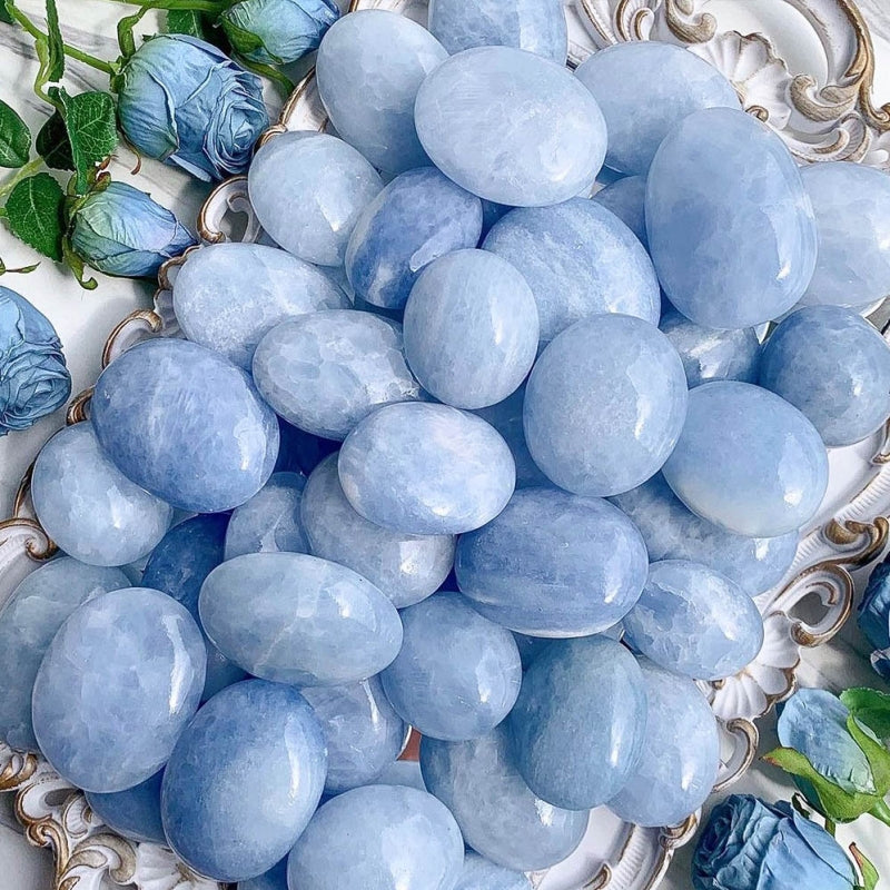 Natural Celesite Palm Stone 100g