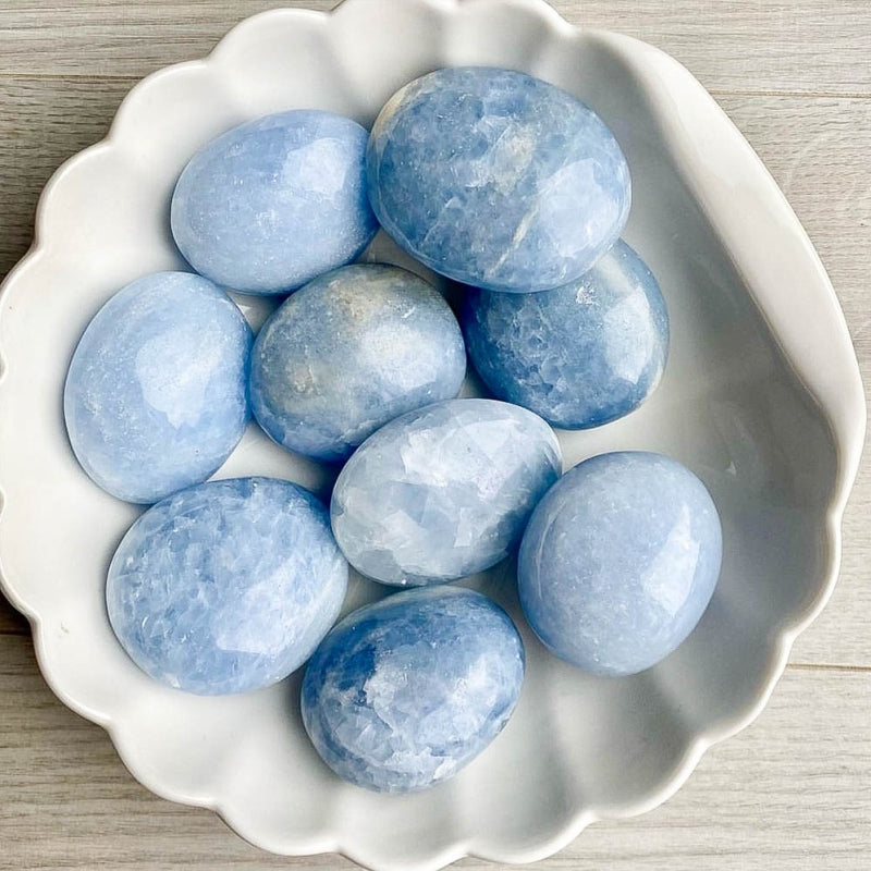 Natural Celesite Palm Stone 100g