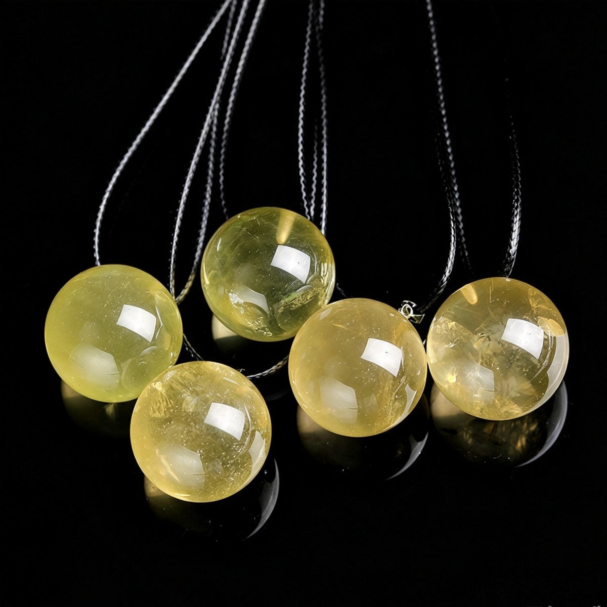 Natural Citrine Crystal Ball Pendant Necklace Sweater Chain