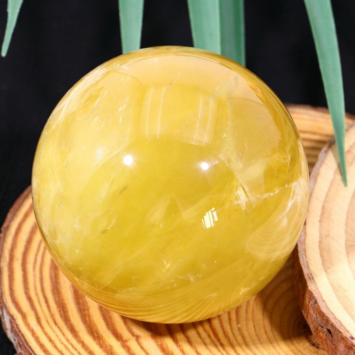 Natural Citrine Crystal Sphere with Free Holders