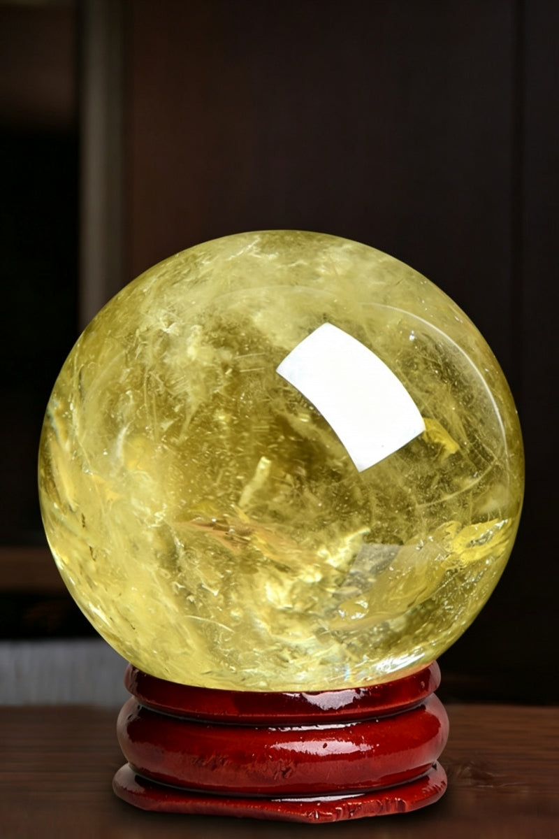 Natural Citrine Crystal Sphere with Free Holders