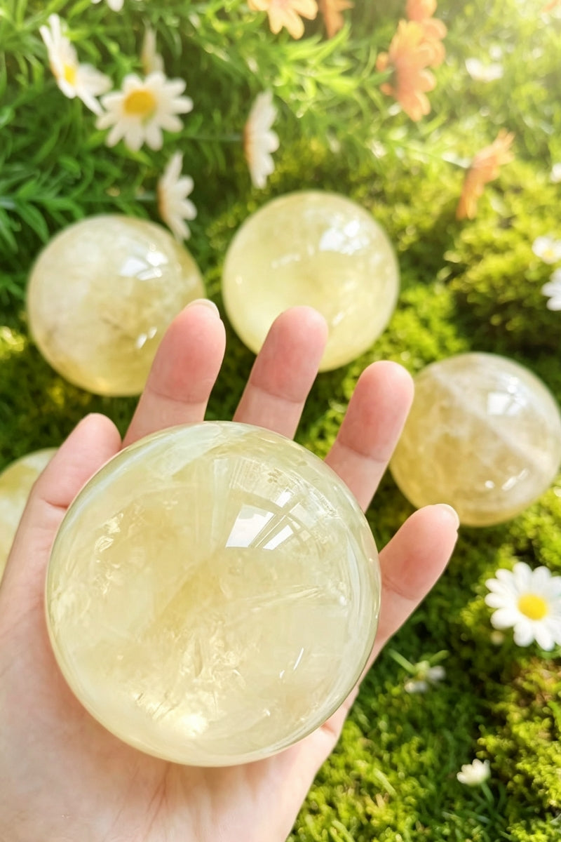 Natural Citrine Crystal Spheres 2.61”