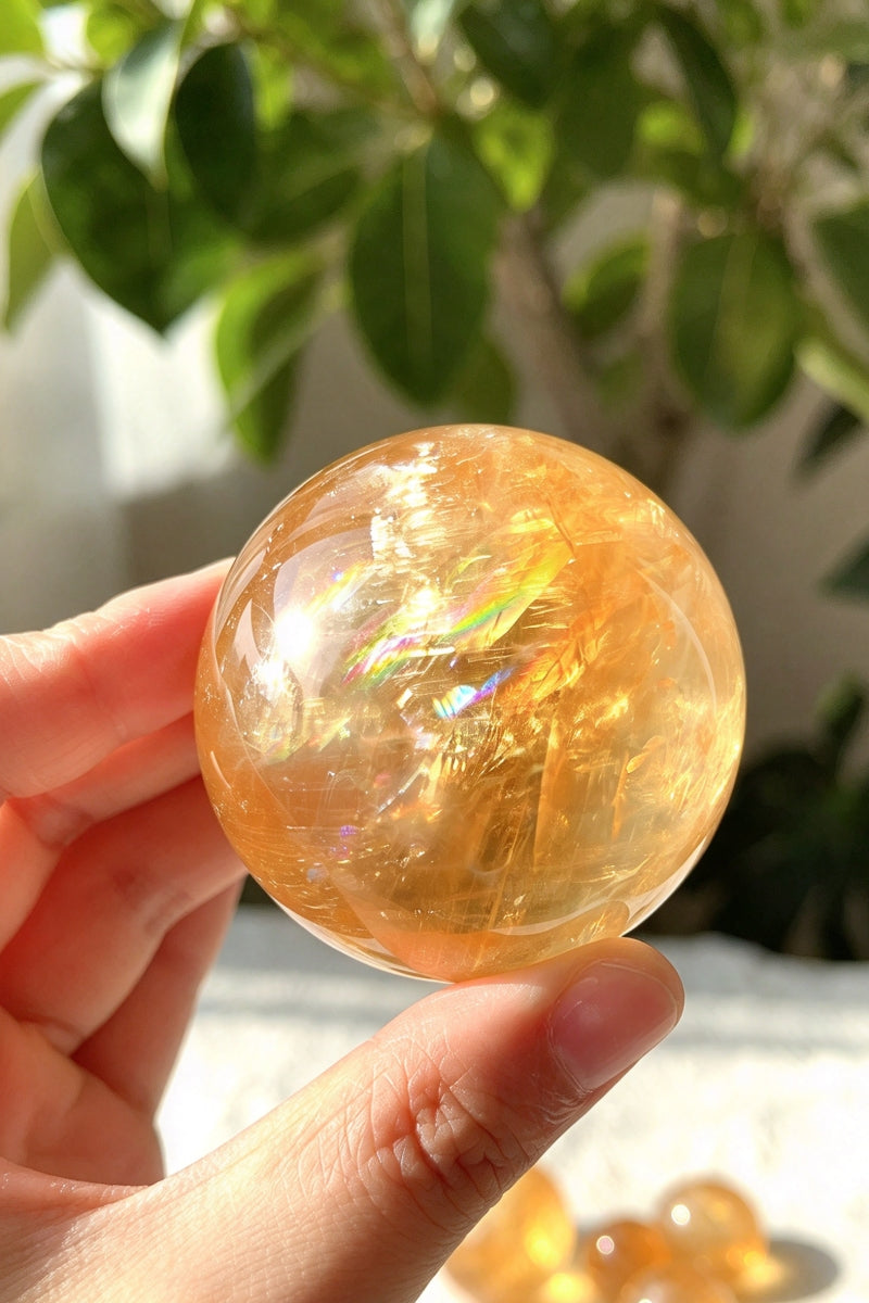 Natural Citrine Spheres with Free Holders 2.36"-3.15"