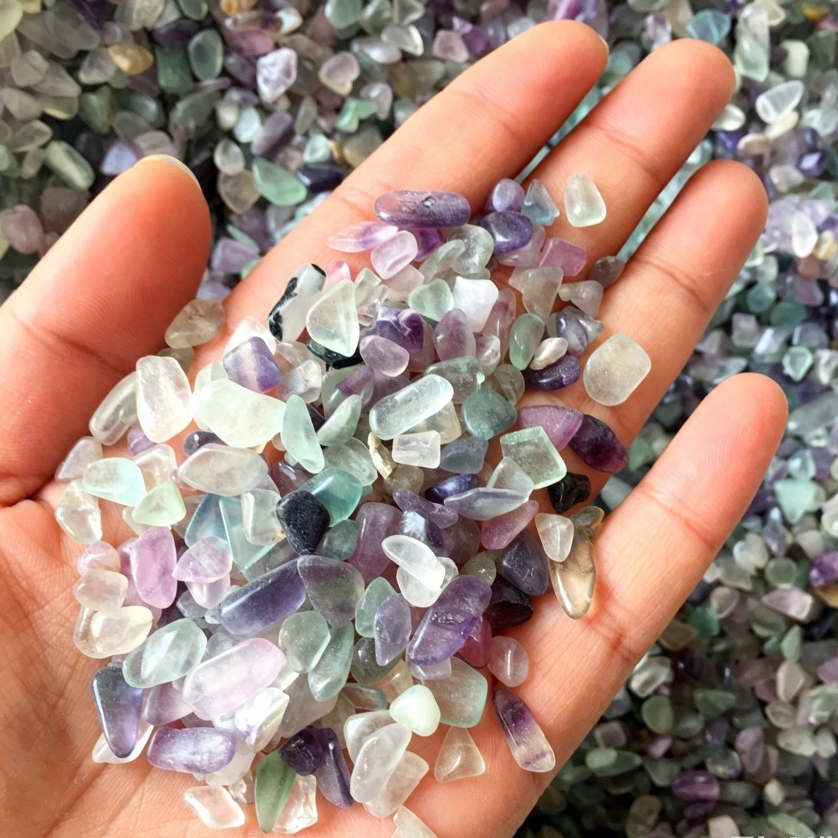Colored Fluorite Chips Small Tumbles 100g