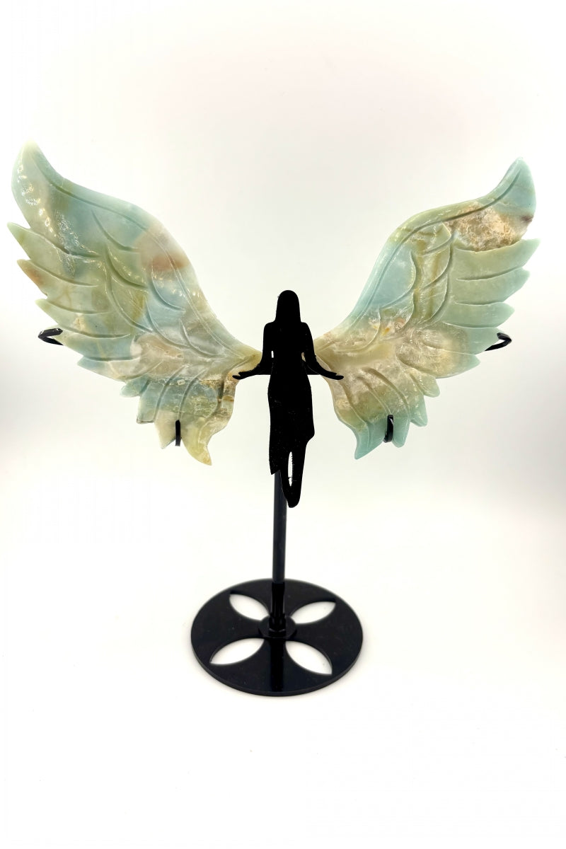 Natural Crystal Angel Wings with Free Holders 7.87"