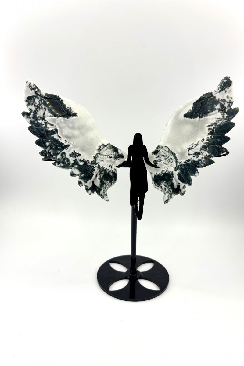Natural Crystal Angel Wings with Free Holders 7.87"