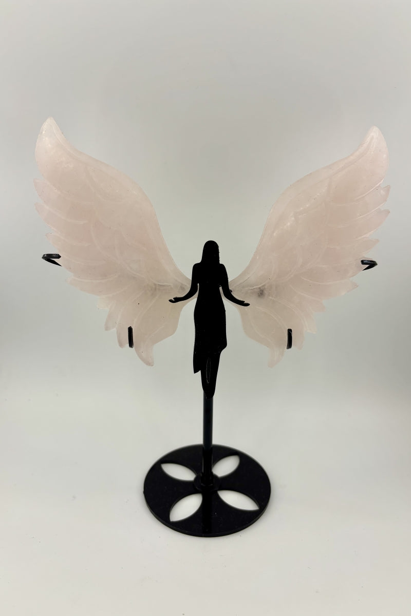 Natural Crystal Angel Wings with Free Holders 7.87"
