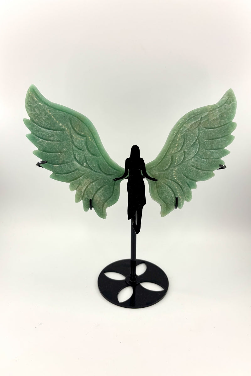 Natural Crystal Angel Wings with Free Holders 7.87"