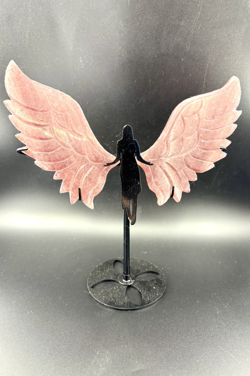 Natural Crystal Angel Wings with Free Holders 7.87"