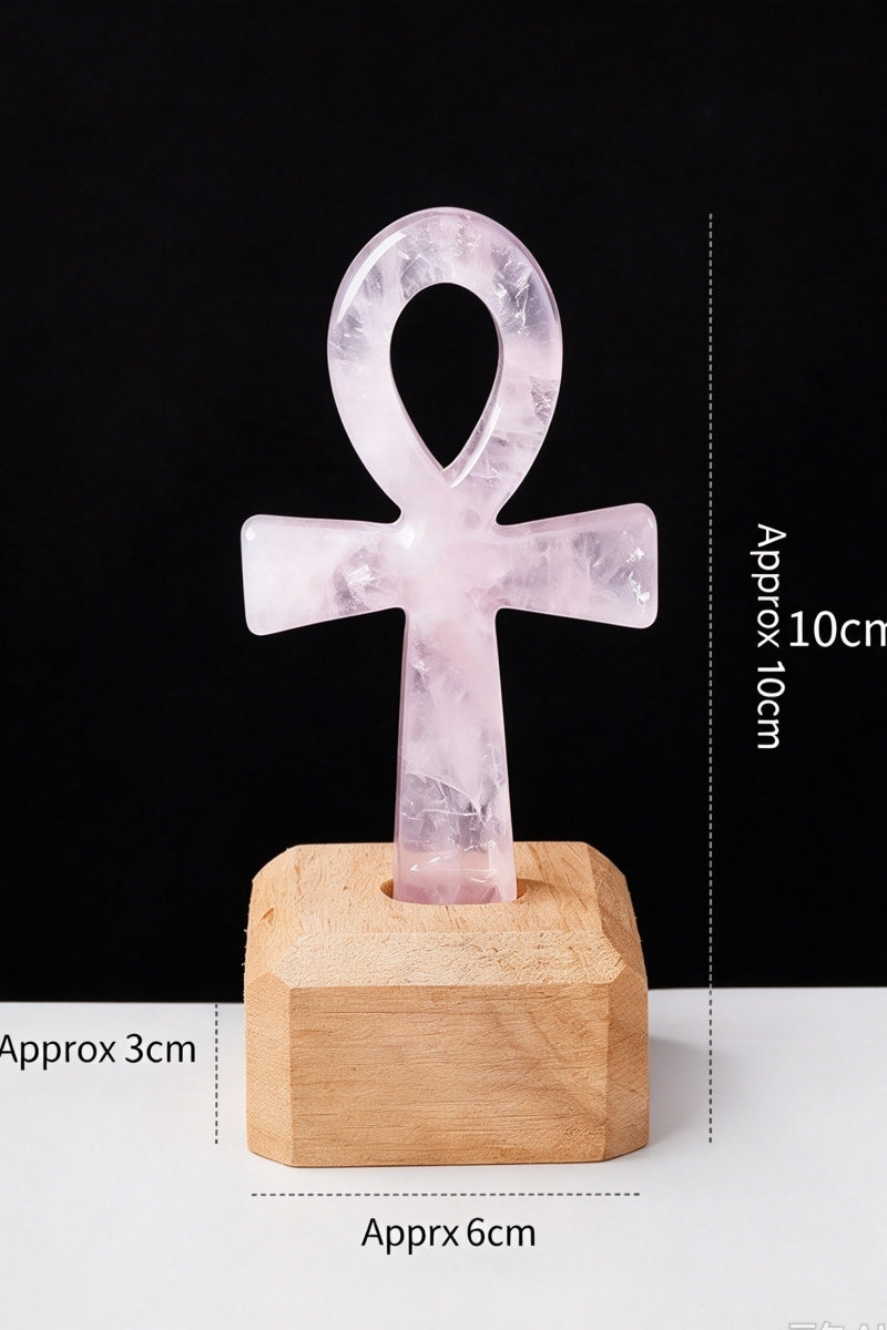 Natural Crystal Cross Ornament Home Decor with Free Holders