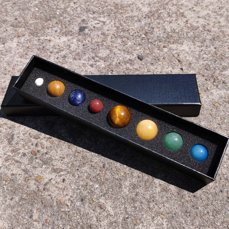 Natural Crystal Eight Planets of Solar System Gift Box Mini Crystal Spheres