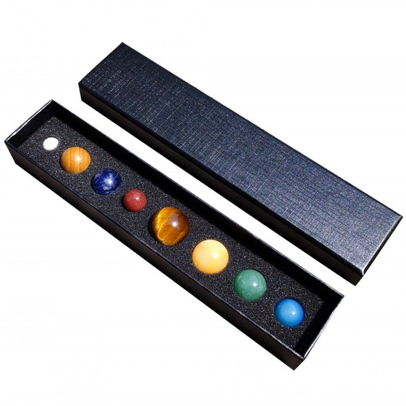 Natural Crystal Eight Planets of Solar System Gift Box Mini Crystal Spheres