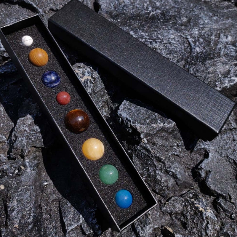 Natural Crystal Eight Planets of Solar System Gift Box Mini Crystal Spheres