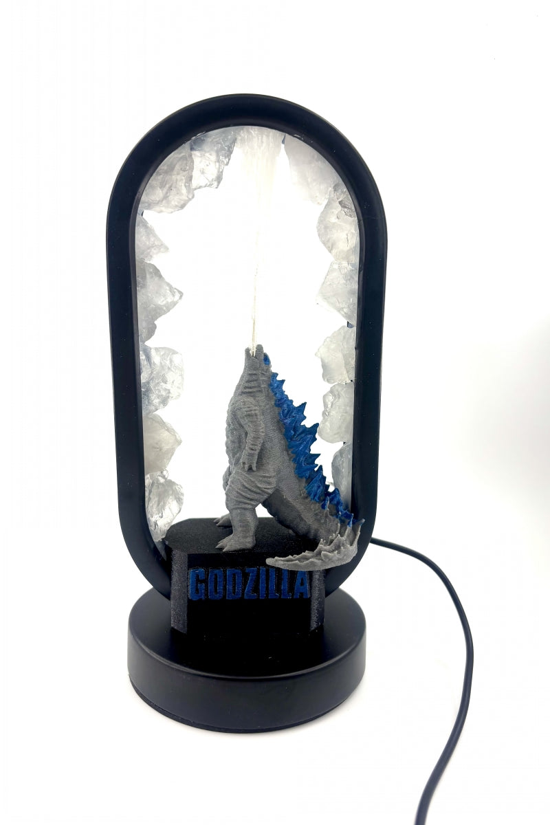 Natural Crystal Godzilla Lamps with Flames Clear Quartz Rose Quartz Raw Pieces USB