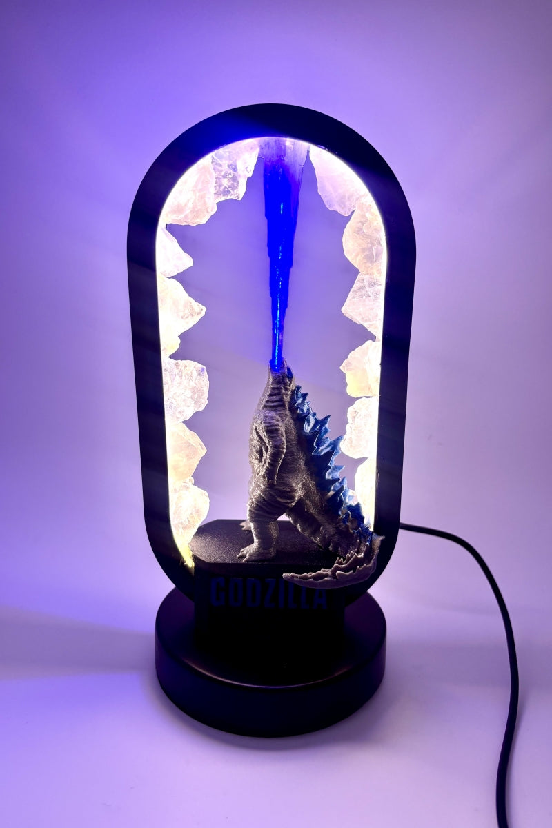 Natural Crystal Godzilla Lamps with Flames Clear Quartz Rose Quartz Raw Pieces USB