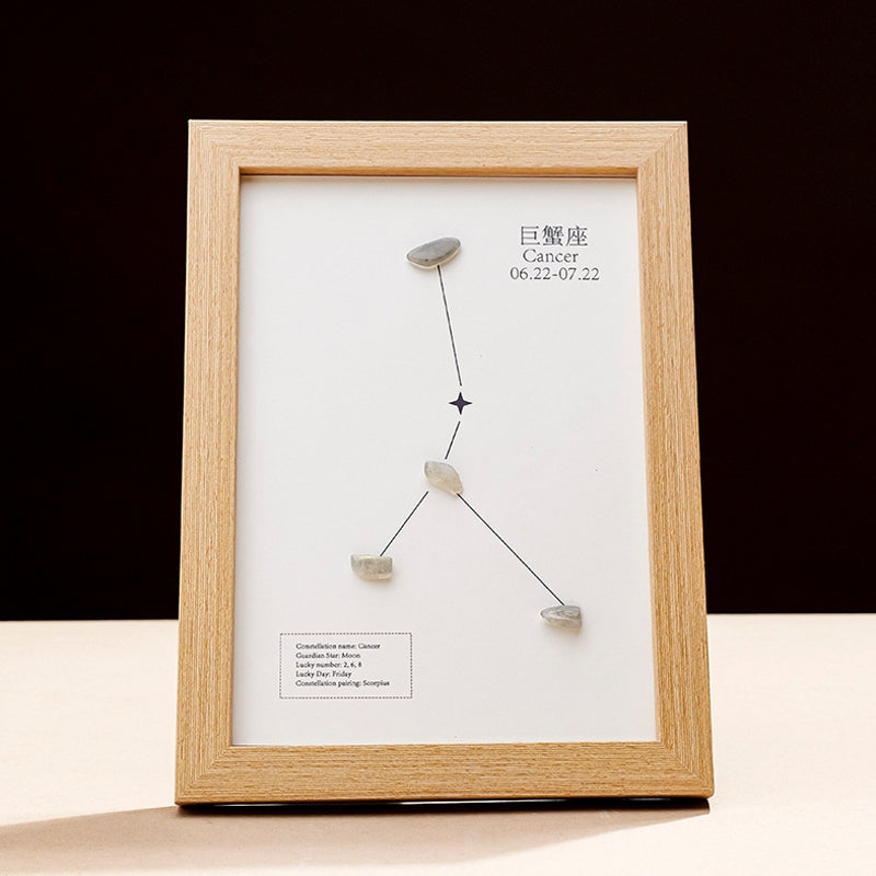 Natural Crystal Pebble Zodiac Photo Frame Ornament Home Decor