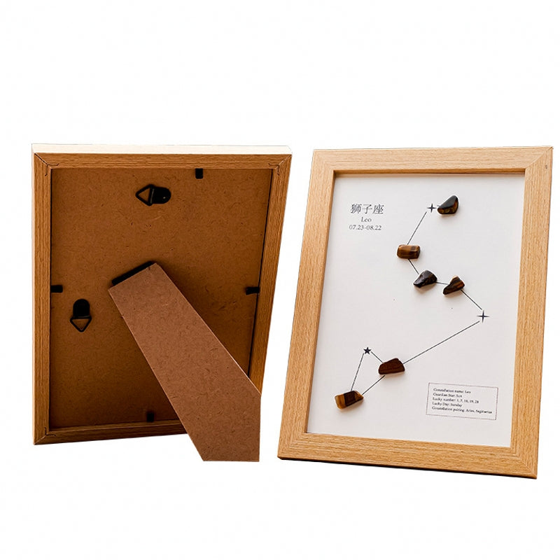 Natural Crystal Pebble Zodiac Photo Frame Ornament Home Decor